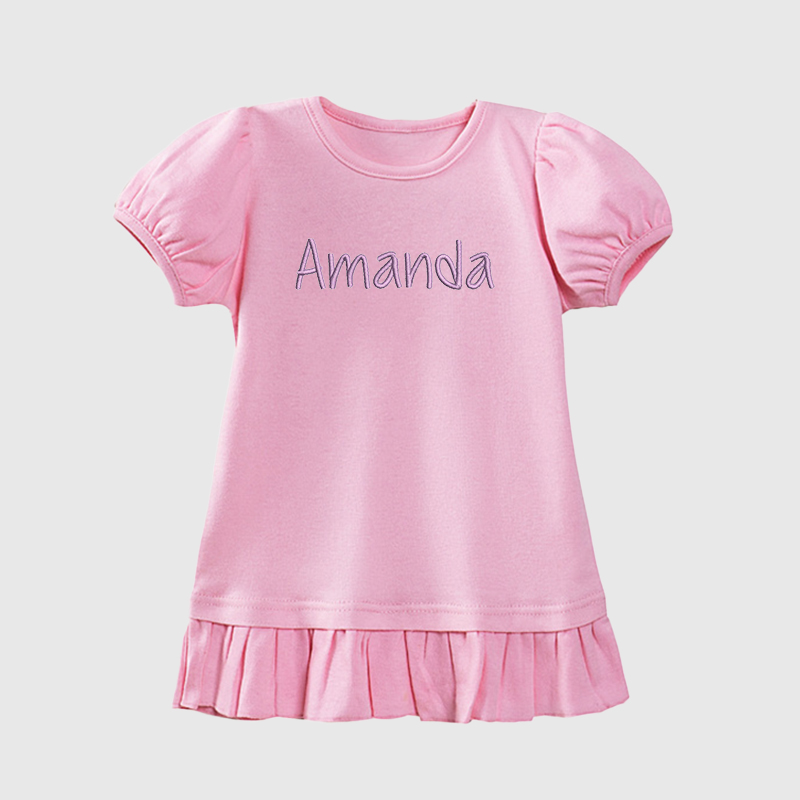 Personalized Girls Embroidered Short Sleeve Ruffle Shirt| Cloth141