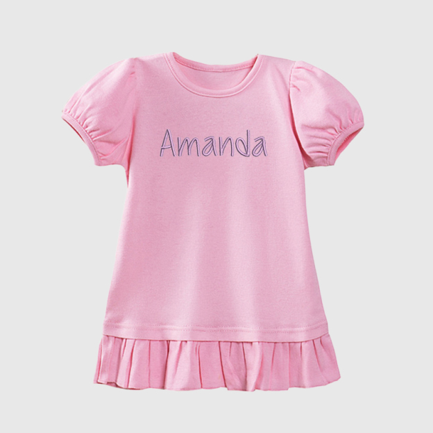 Personalized Girls Embroidered Short Sleeve Ruffle Shirt| Cloth141