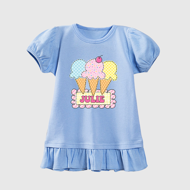 Personalized Girls Short Sleeve Ruffle Shirt| Cloth142