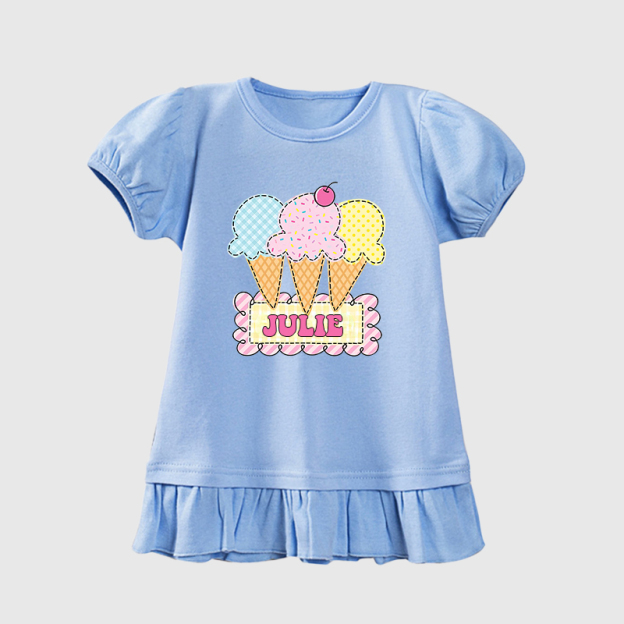 Personalized Girls Short Sleeve Ruffle Shirt| Cloth142
