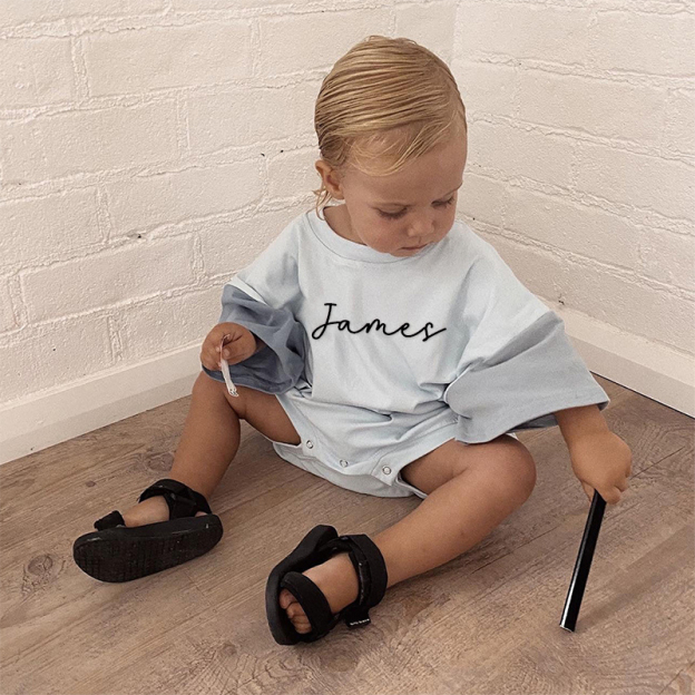 Personalized Baby Puff Name  Short Sleeve Shirt Romper| BBCloth49