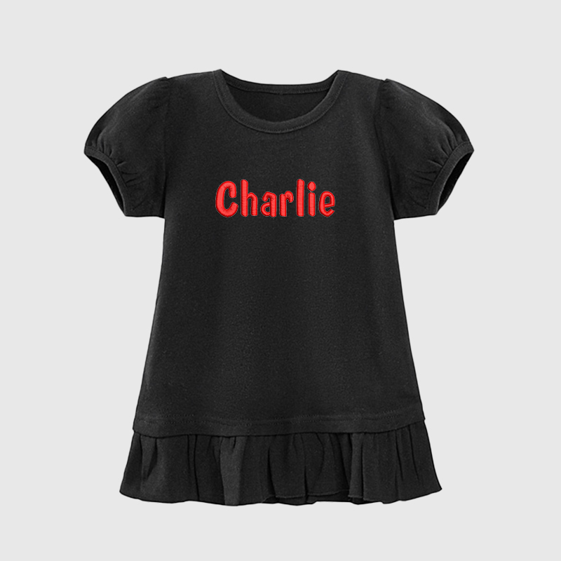 Personalized Girls Embroidered Short Sleeve Ruffle Shirt| Cloth141