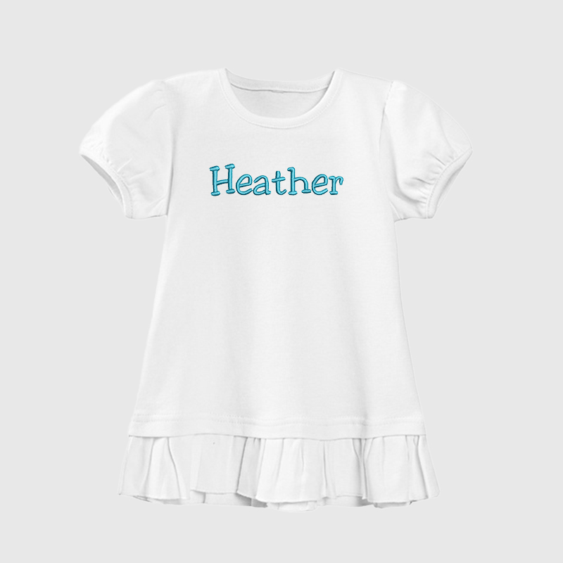 Personalized Girls Embroidered Short Sleeve Ruffle Shirt| Cloth141