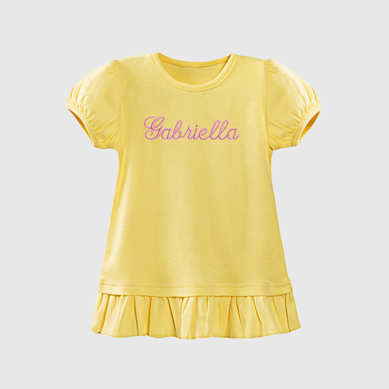 Personalized Girls Embroidered Short Sleeve Ruffle Shirt| Cloth141