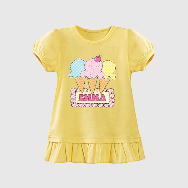 Personalized Girls Short Sleeve Ruffle Shirt| Cloth142