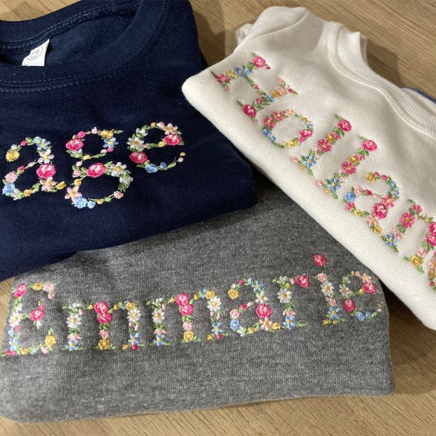Personalized Floral Embroidered Kid Cozy Soft Crewneck Sweatshirt | inSweatshirt73