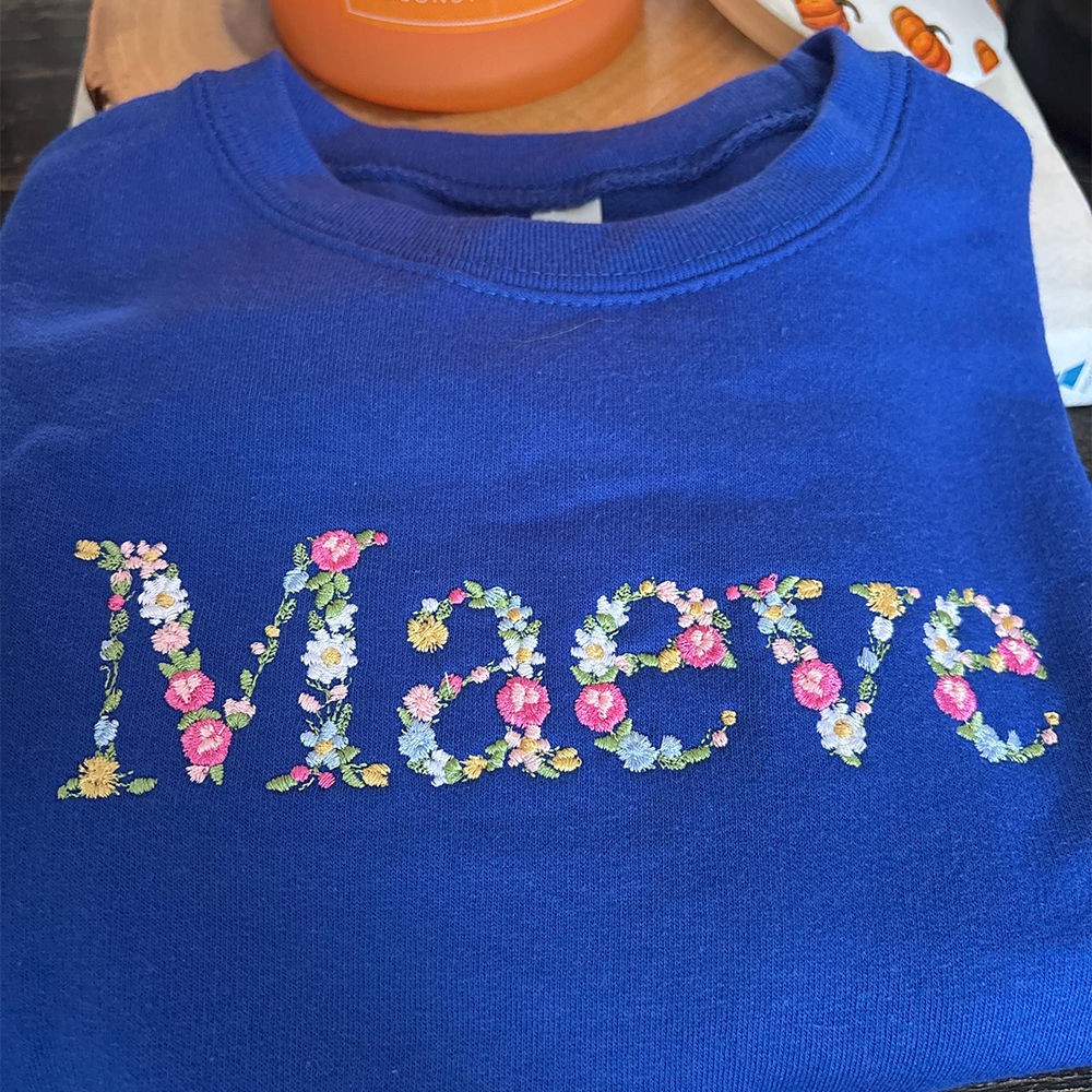 Personalized Floral Embroidered Kid Cozy Soft Crewneck Sweatshirt | inSweatshirt73