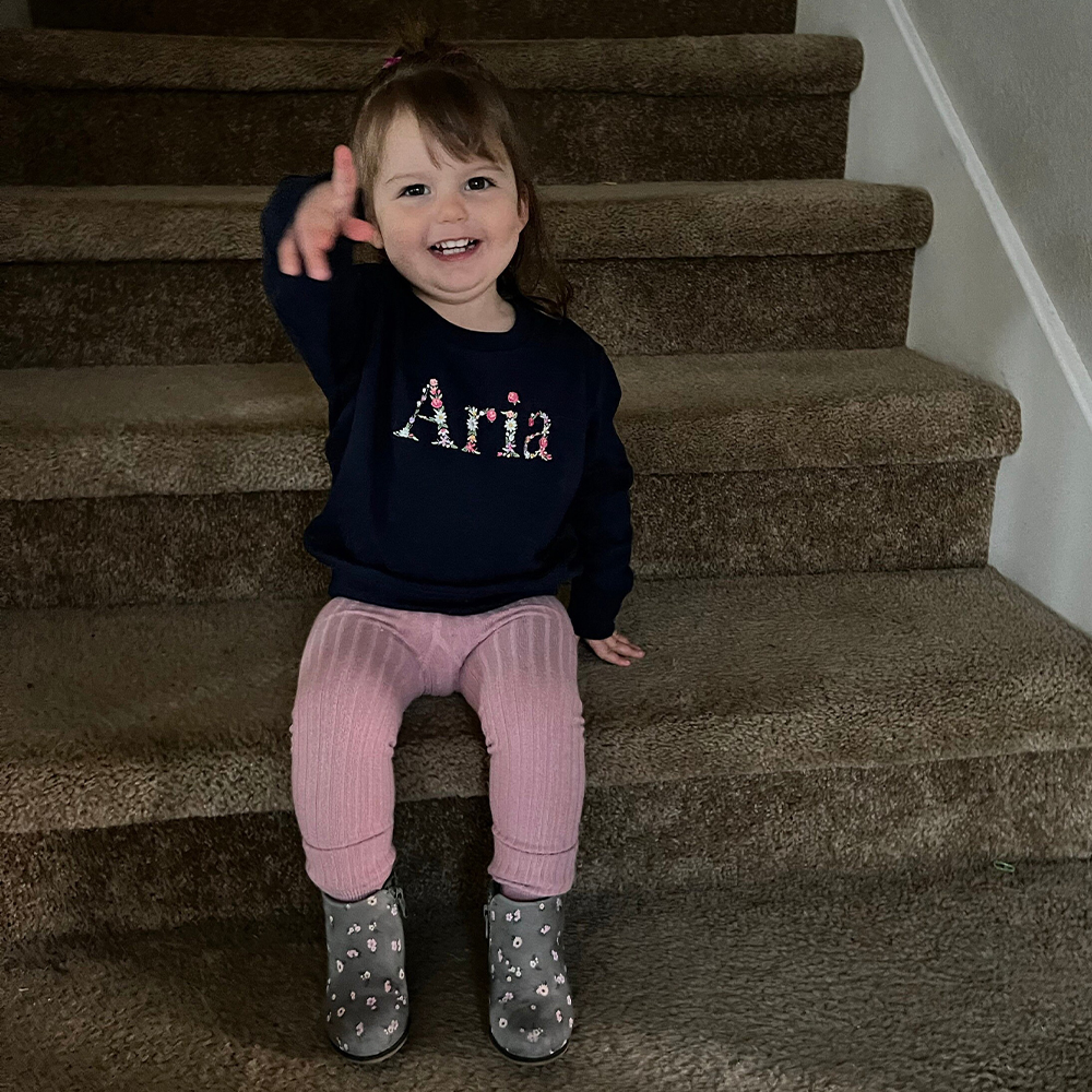 Personalized Floral Embroidered Kid Cozy Soft Crewneck Sweatshirt | inSweatshirt73