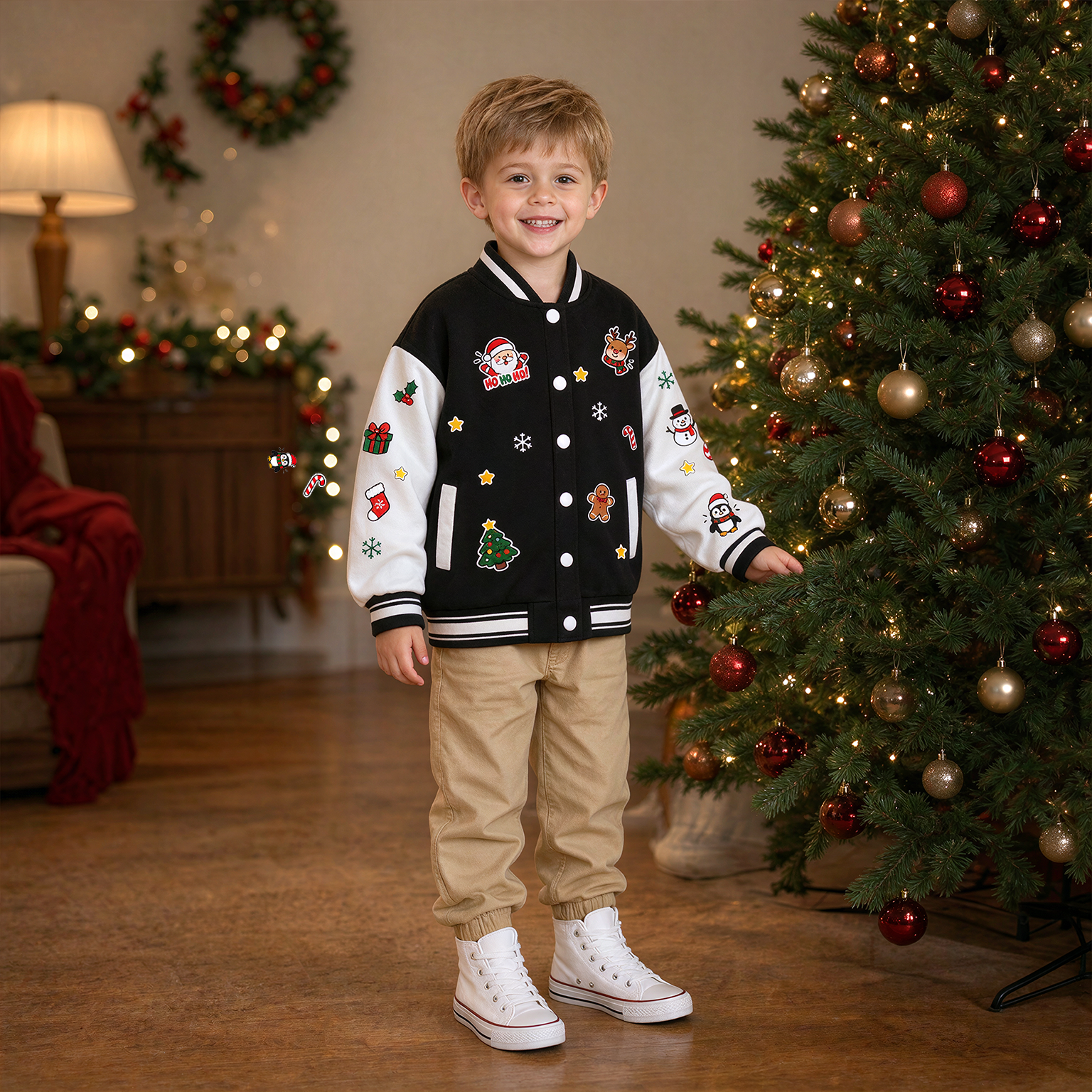 Personalized Christmas Varsity Jacket for Kids | YESMC39
