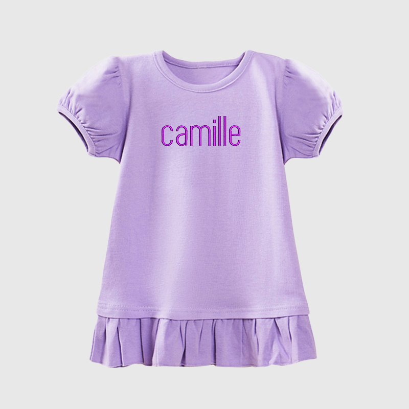 Personalized Girls Embroidered Short Sleeve Ruffle Shirt| Cloth141