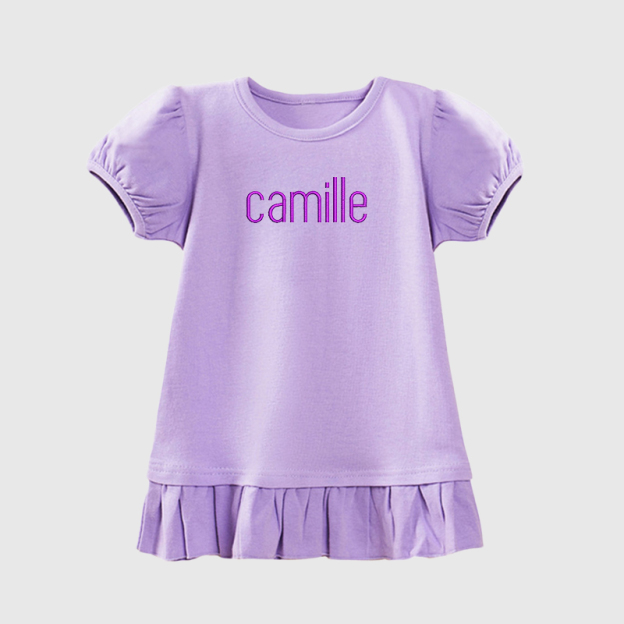 Personalized Girls Embroidered Short Sleeve Ruffle Shirt| Cloth141