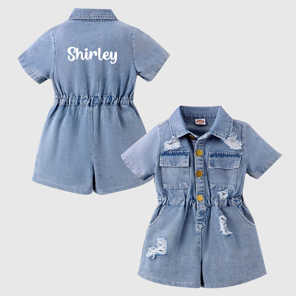 Personalized Kids Casual Denim Jumpsuit | Cloth264