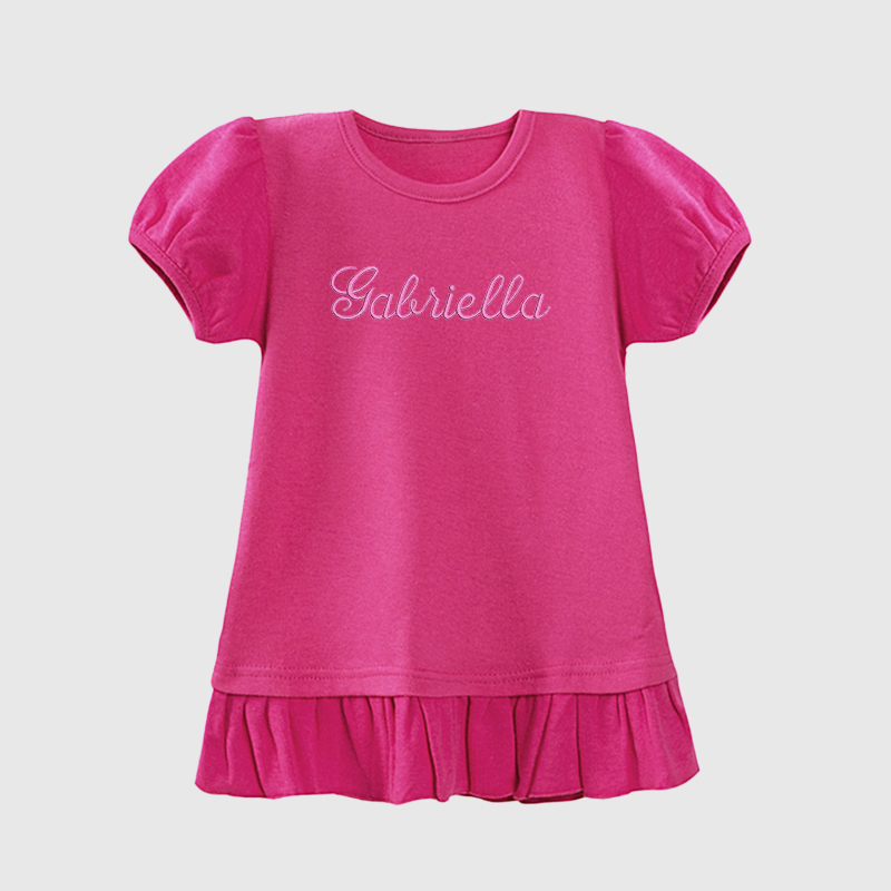 Personalized Girls Embroidered Short Sleeve Ruffle Shirt| Cloth141