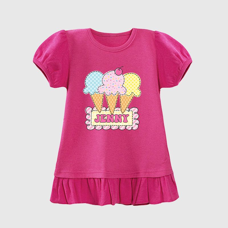 Personalized Girls Short Sleeve Ruffle Shirt| Cloth142