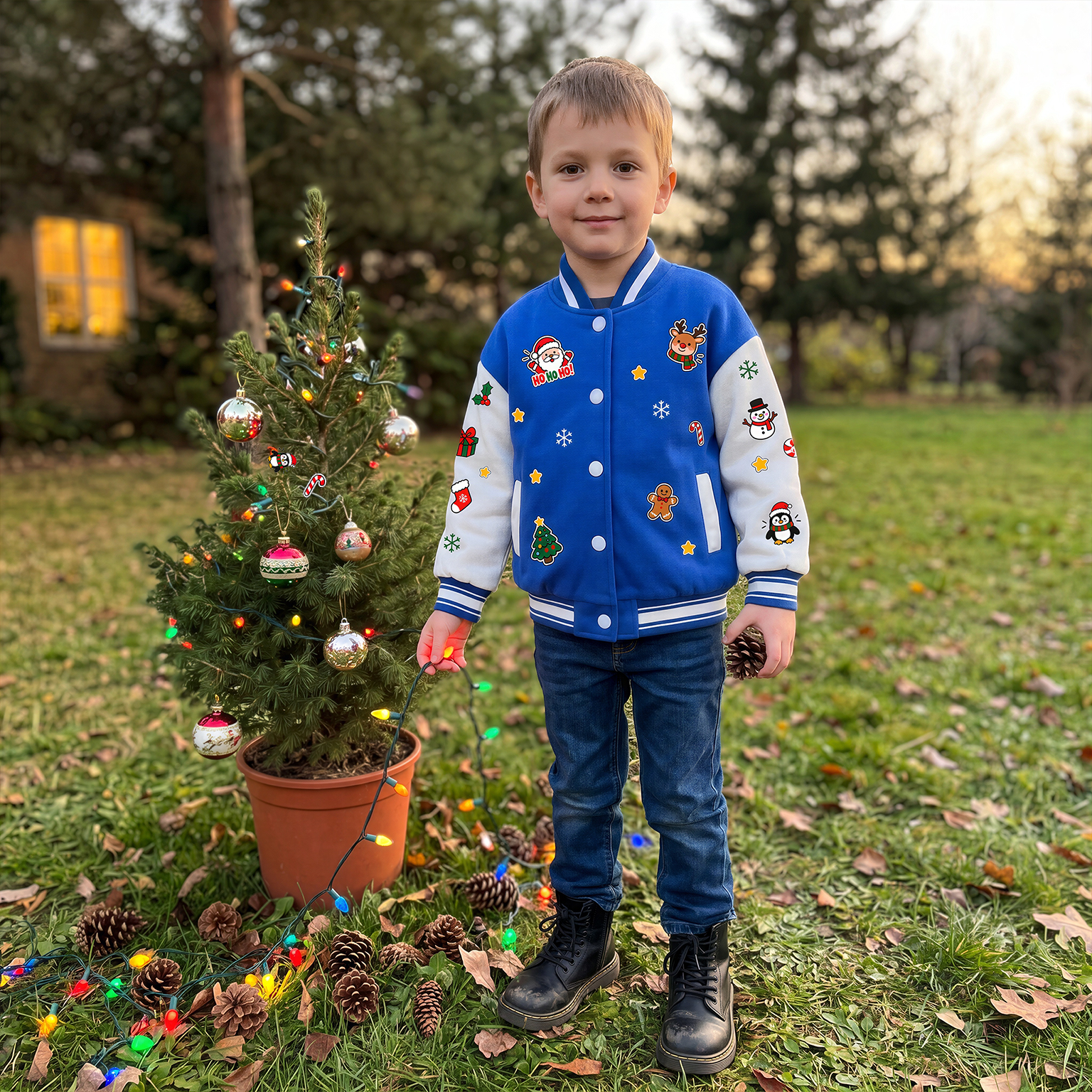 Personalized Christmas Varsity Jacket for Kids | YESMC39