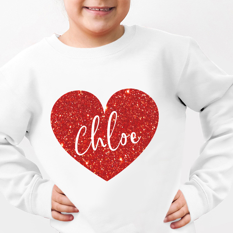 Personalized Girl Valentine's Day Glitter Sweatshirt| Cloth21302