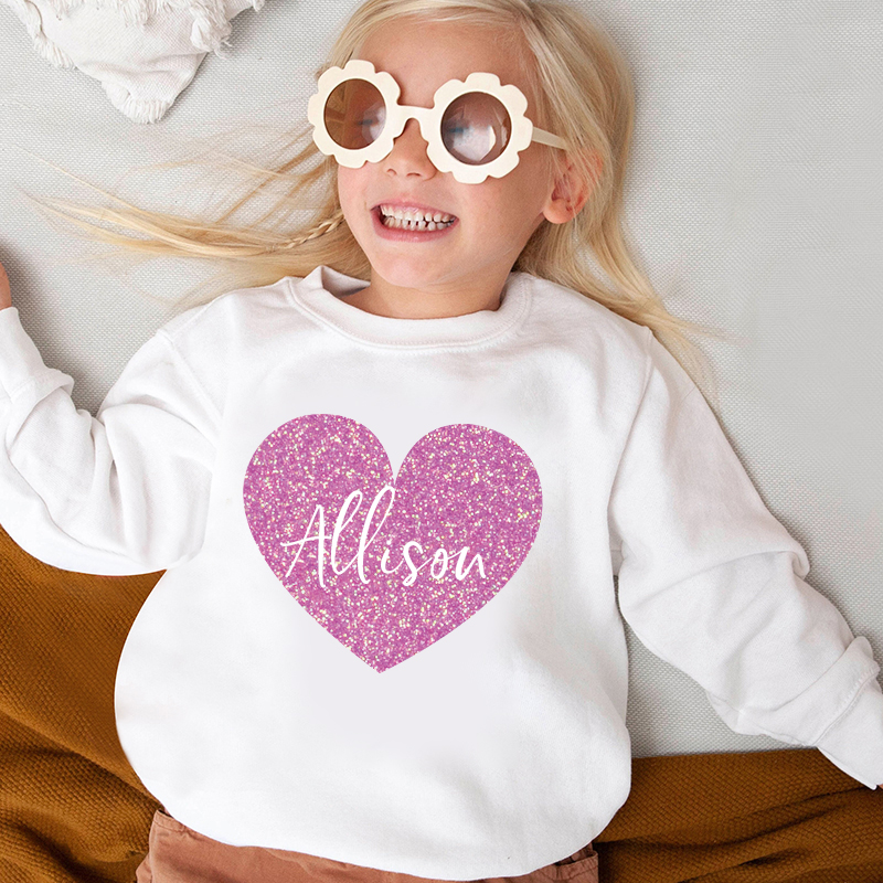 Personalized Girl Valentine's Day Glitter Sweatshirt| Cloth21302