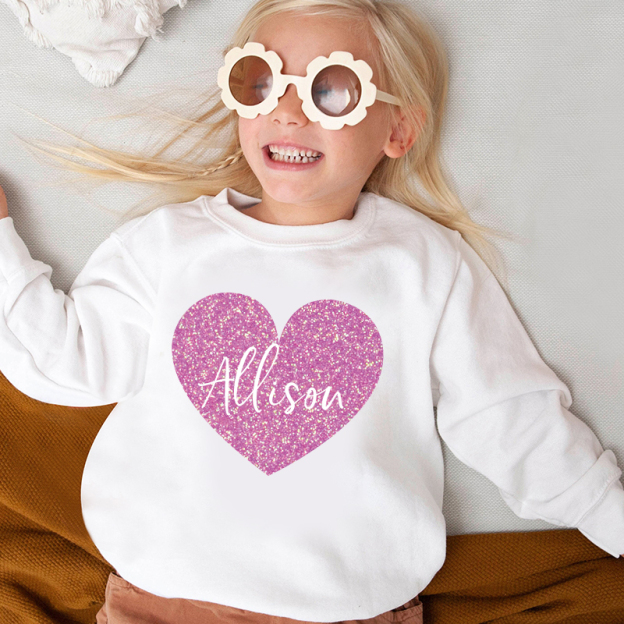 Personalized Girl Valentine's Day Glitter Sweatshirt| Cloth21302