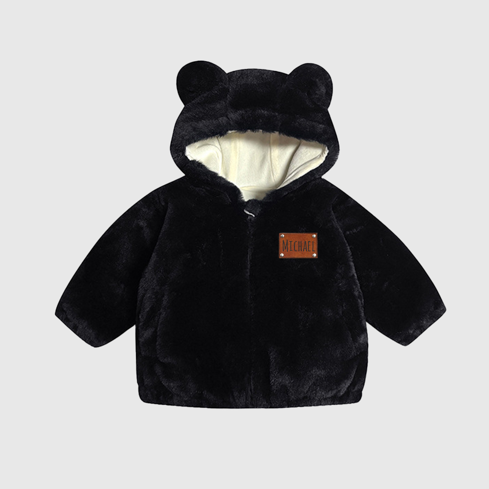 Personalized Leather Patch Kids Bear Jacket| Cloth255