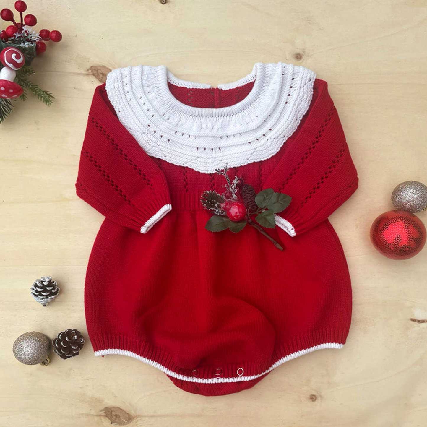 Personalized Baby Girl Christmas Embroidered Bubble Romper| BBcloth99