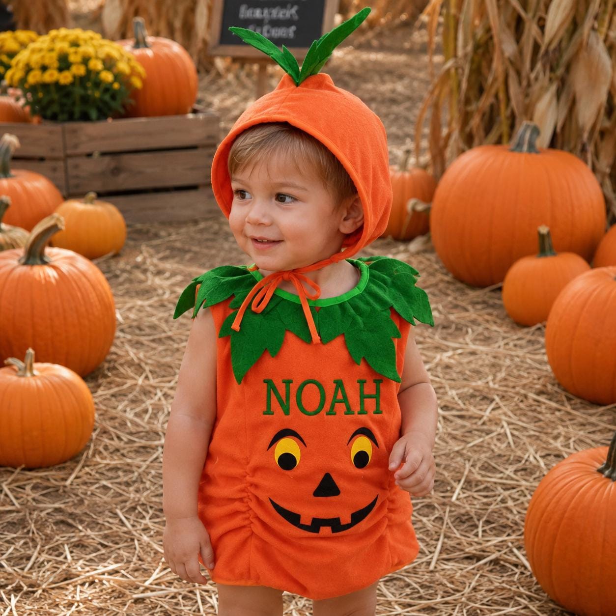 Personalized Kids Pumpkin Costume Halloween Outfit| YESHalloween17