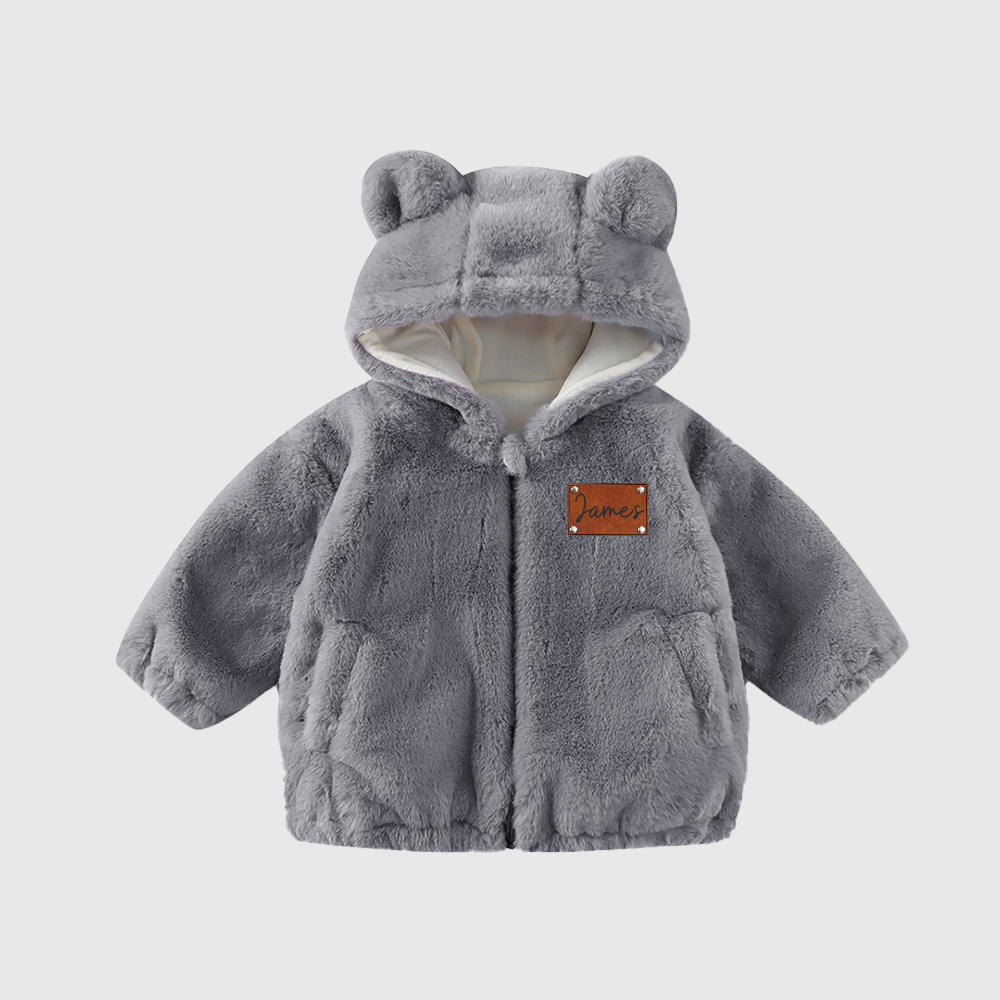 Personalized Leather Patch Kids Bear Jacket| Cloth255