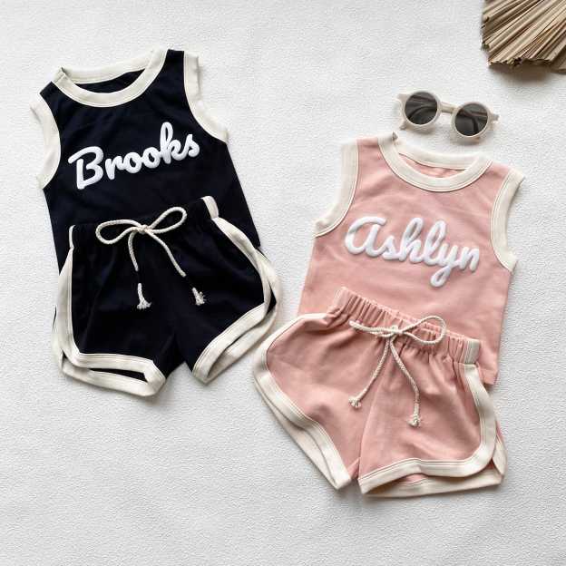 Personalized Kids Puff Name Toddler shorts Set| Cloth225