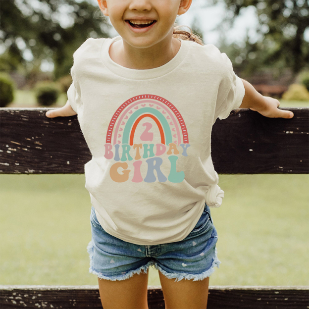 Personalized Girl Retro Rainbow Cozy T-Shirt| Cloth1442