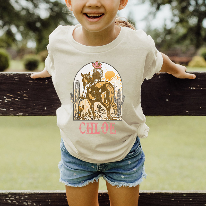 Personalized Retro Pink Cowgirl Cozy T-Shirt| Cloth1443