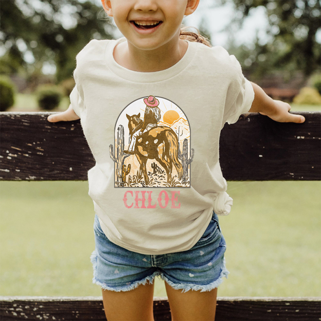 Personalized Retro Pink Cowgirl Cozy T-Shirt| Cloth1443