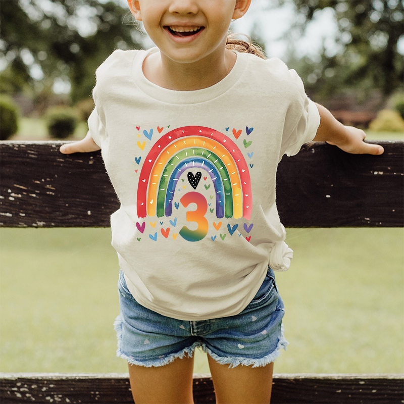 Personalized Girl Birthday Watercolor Rainbow T-Shirt| Cloth1469