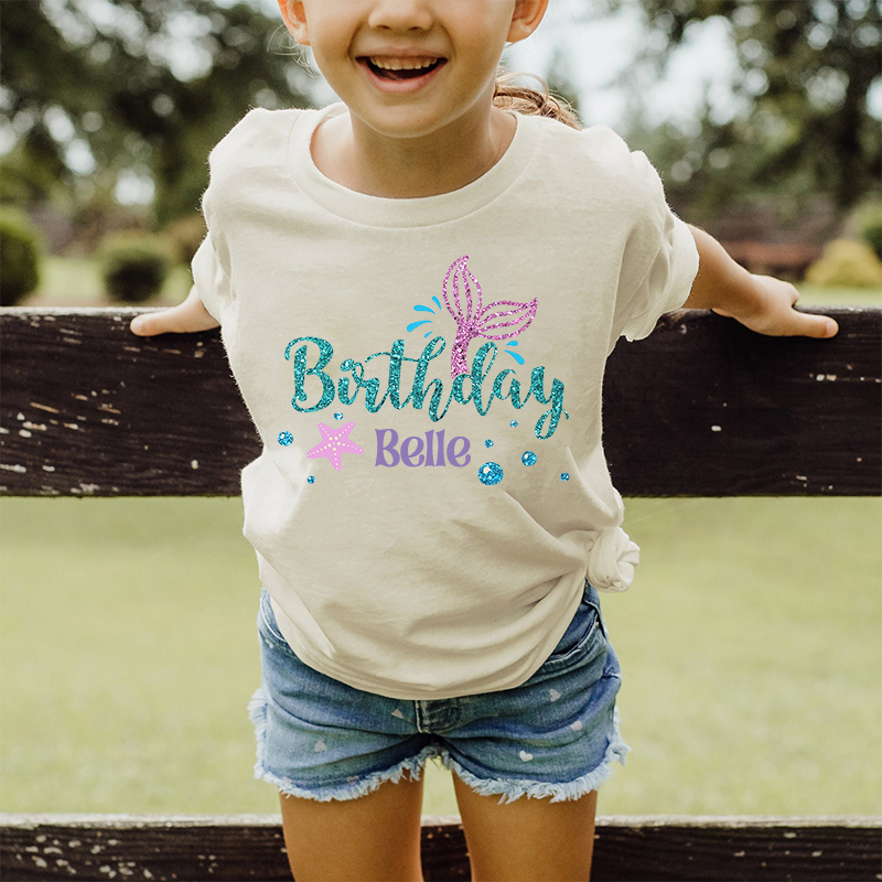 Personalized Girl Mermaid Birthday T-Shirt| Cloth1470