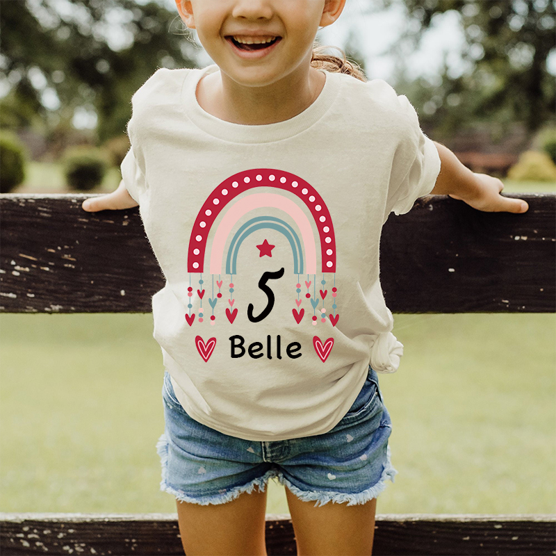 Personalized Girl Rainbow Birthday T-Shirt| Cloth1471