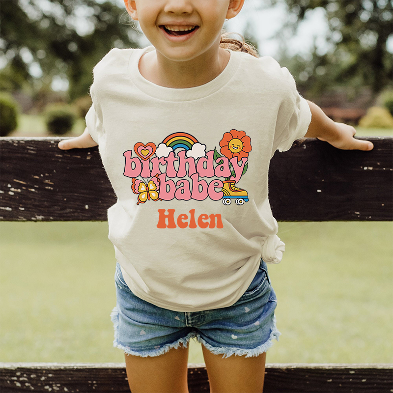 Personalized Girls Pink Retro Birthday T-Shirt| Cloth1422