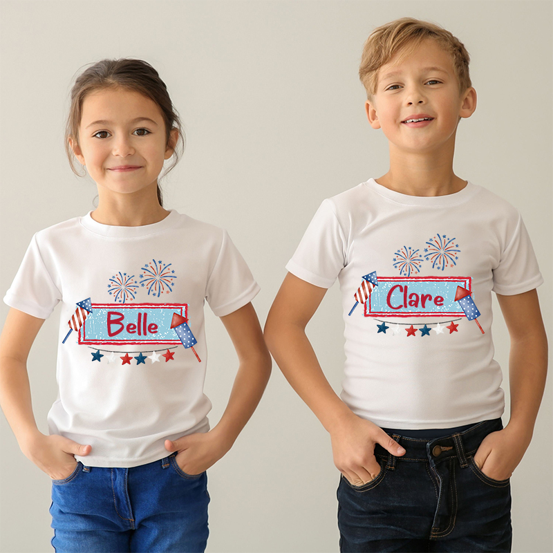 Personalized Kid 4th Of July Firework Independence T-Shirt| Cloth1452