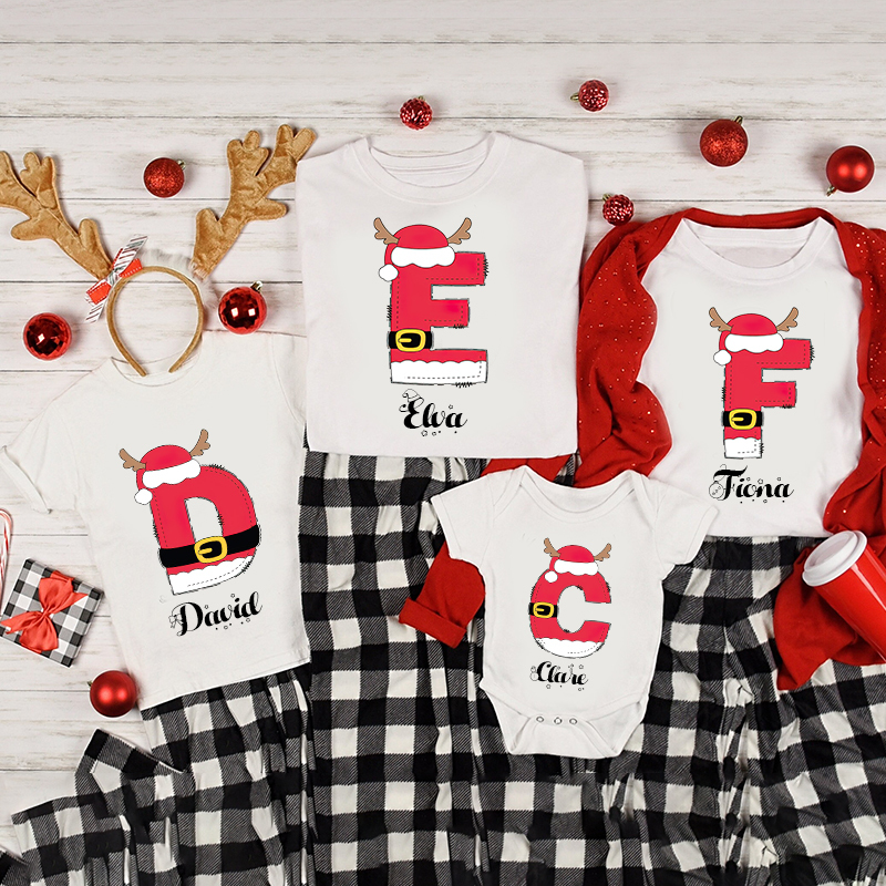 Personalized Family Christmas Monogrammed Name T-Shirt| Match0412