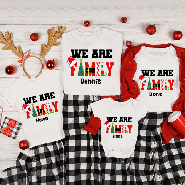 Personalized Family Christmas Monogrammed Name T-Shirt| Match0417
