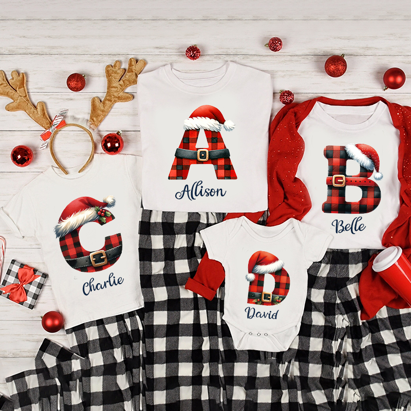 Personalized Family Christmas Monogrammed Name T-Shirt| Match0420