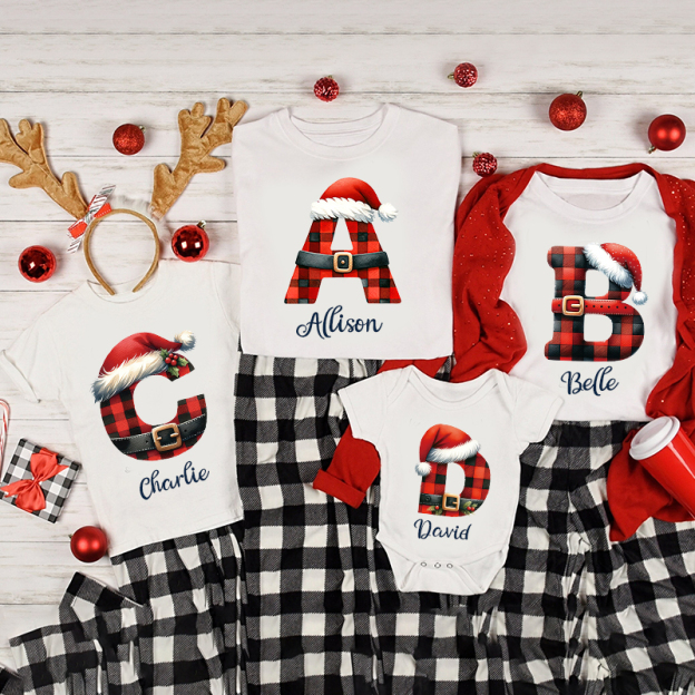 Personalized Family Christmas Monogrammed Name T-Shirt| Match0420