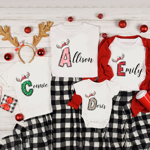 Personalised Family Christmas Name T-Shirt| Match0408