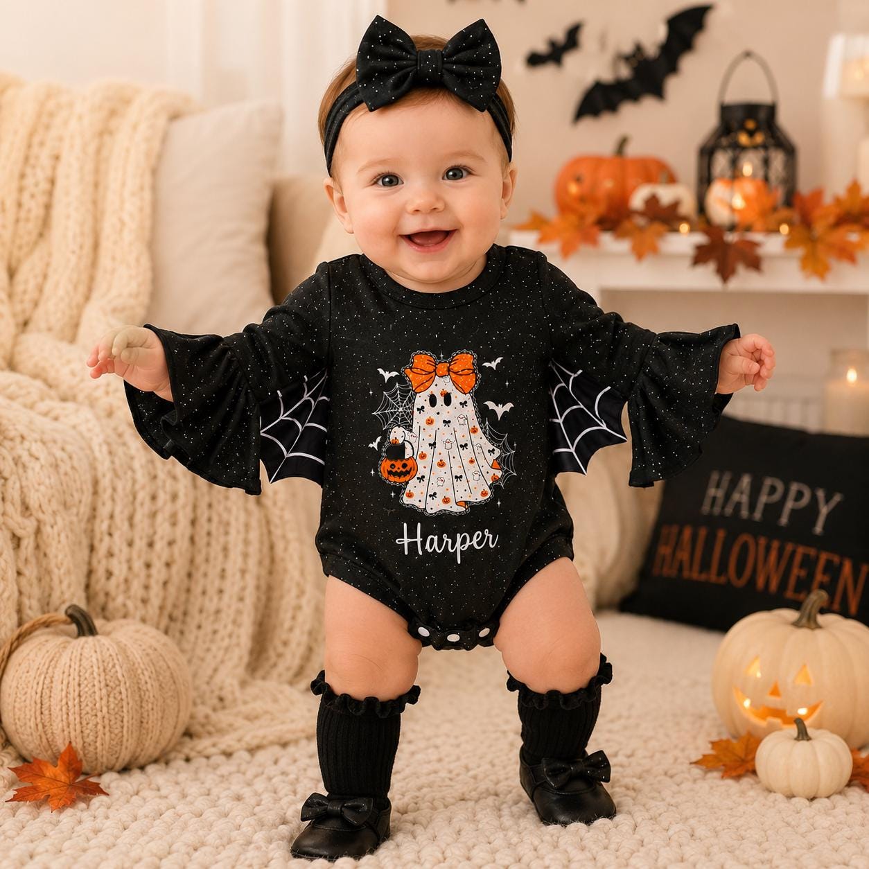 Personalized Baby Halloween Gift Bodysuit and Headband Set| YESHalloween19