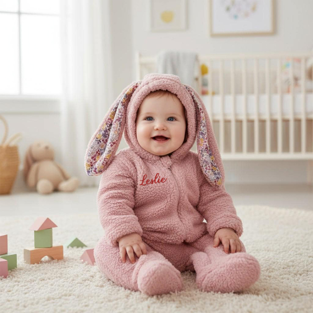 Personalized Baby  Bunny Hooded Romper| BBcloth120