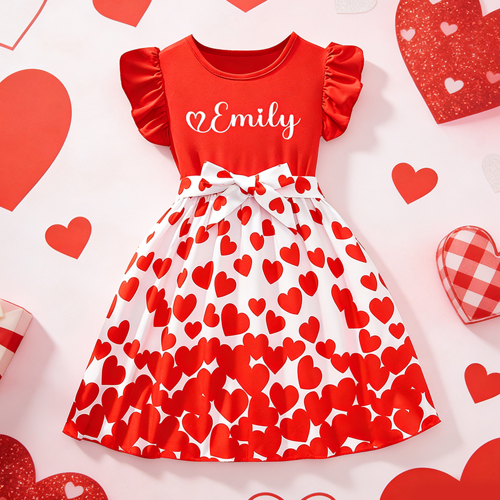 Personalized Girl Valentine's Day Heart Dress| YESVa12