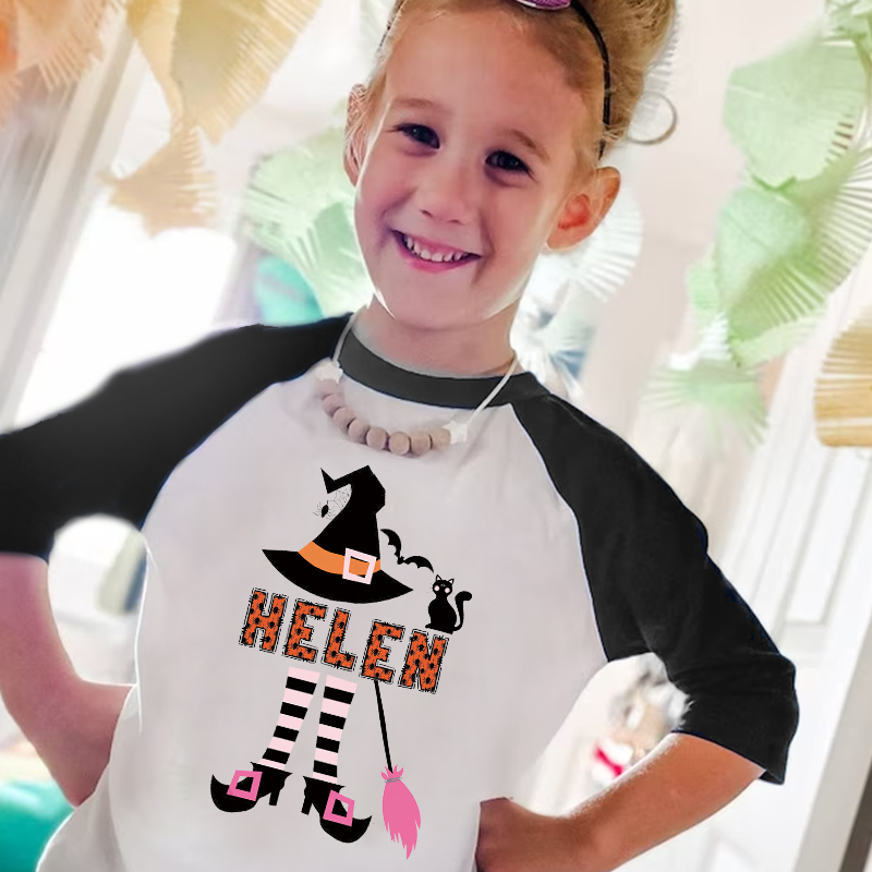 Personalized Halloween Girls  Witch Long Sleeves Shirt| Cloth12408