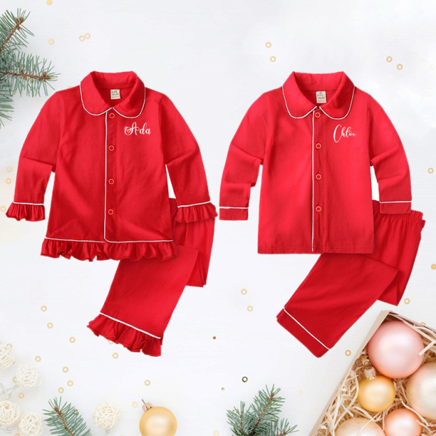 Personalized Kids Monogrammed Name Christmas Pajamas| Cloth193