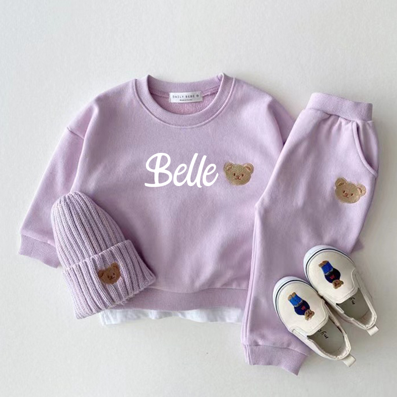 Personalized Kids Bear Sweatshirt Set| cltoh73 (Beanie and Shoes not included)