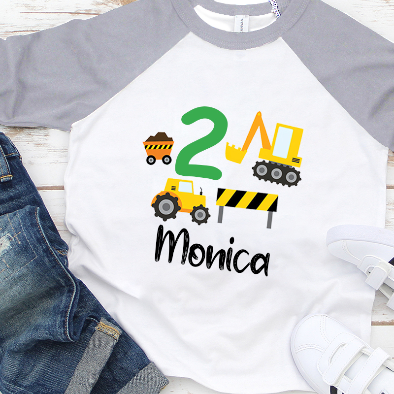 Personalized Boys Truck Long Sleeves Birthday Shirt| Cloth118