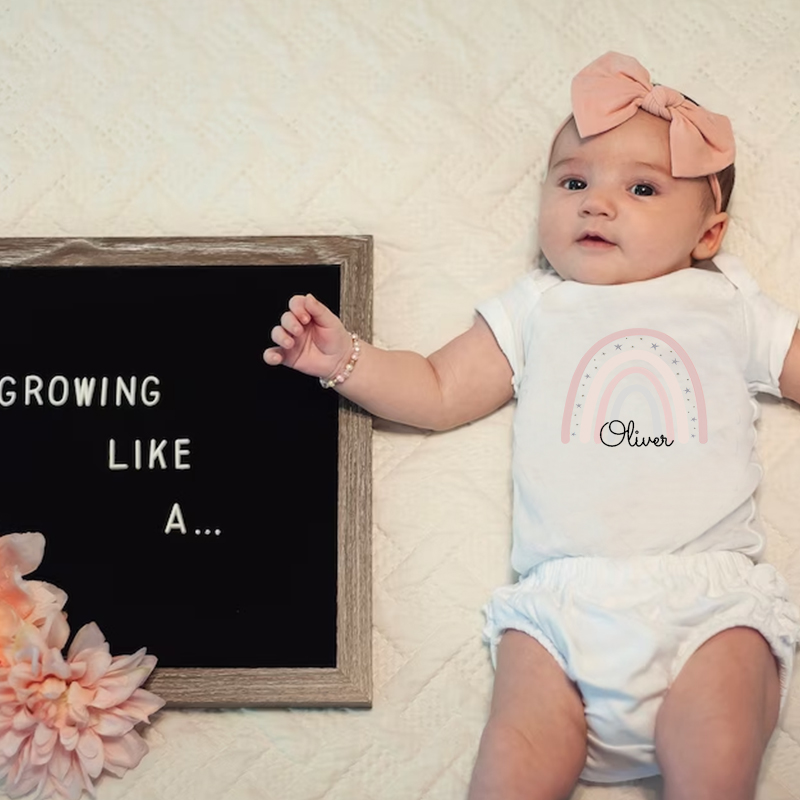 Personalized Baby Girl Rainbow Cozy Onesie| BBCloth27