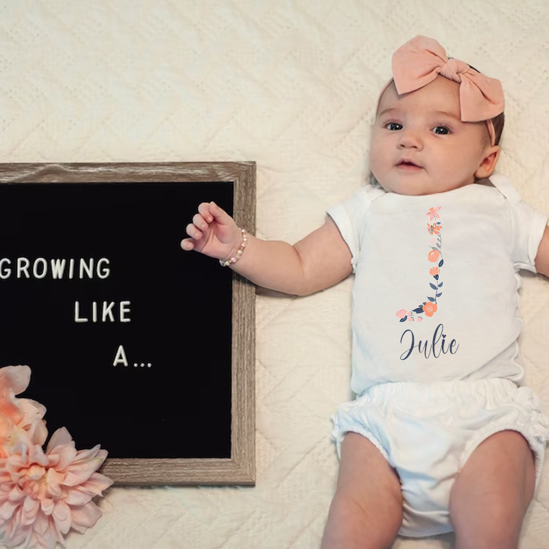 Personalized Baby Girl Floral Cozy Onesie| BBCloth45