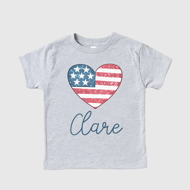 Personalized Kid 4th Of July Heart Independence T-Shirt| Cloth1453